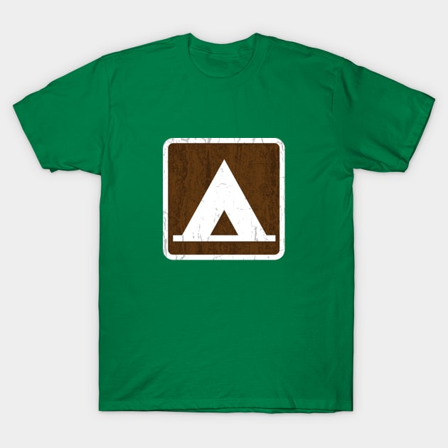 Campground Sign (wooden effect) T-Shirt by GloopTrekker